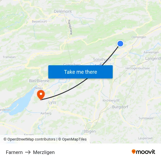 Farnern to Merzligen map