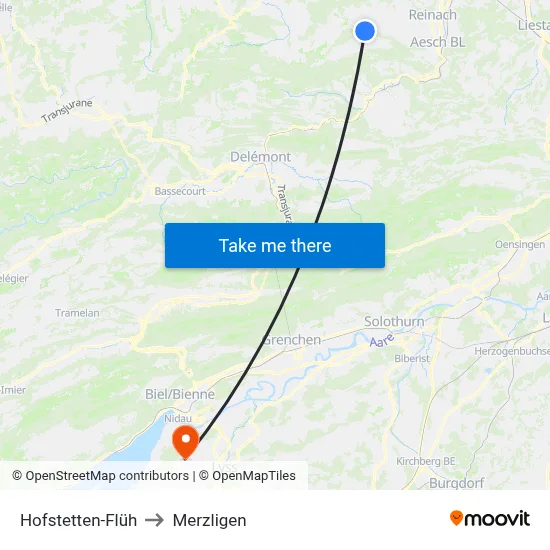 Hofstetten-Flüh to Merzligen map