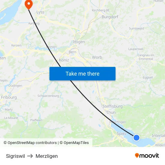 Sigriswil to Merzligen map