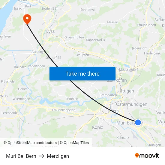Muri Bei Bern to Merzligen map