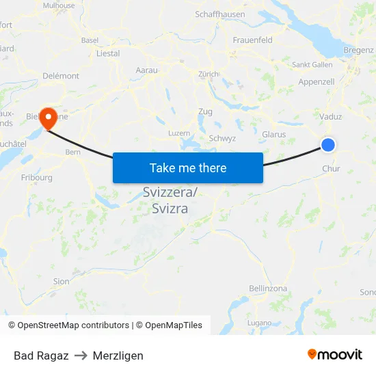 Bad Ragaz to Merzligen map