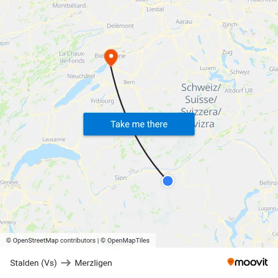 Stalden (Vs) to Merzligen map