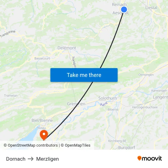 Dornach to Merzligen map