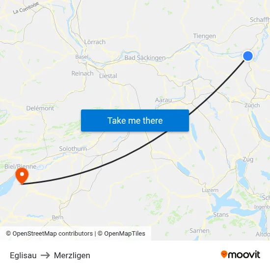 Eglisau to Merzligen map