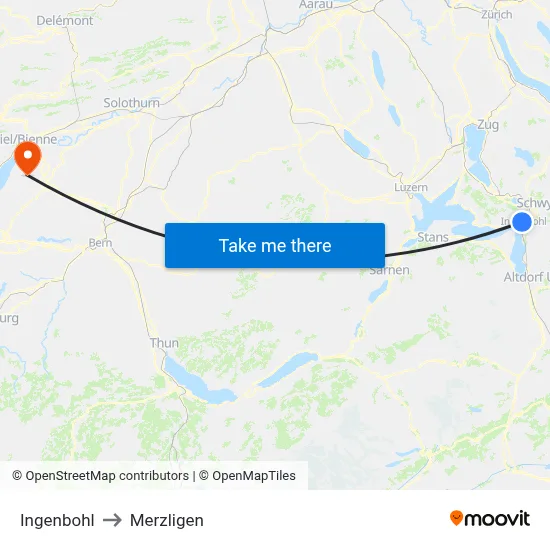Ingenbohl to Merzligen map