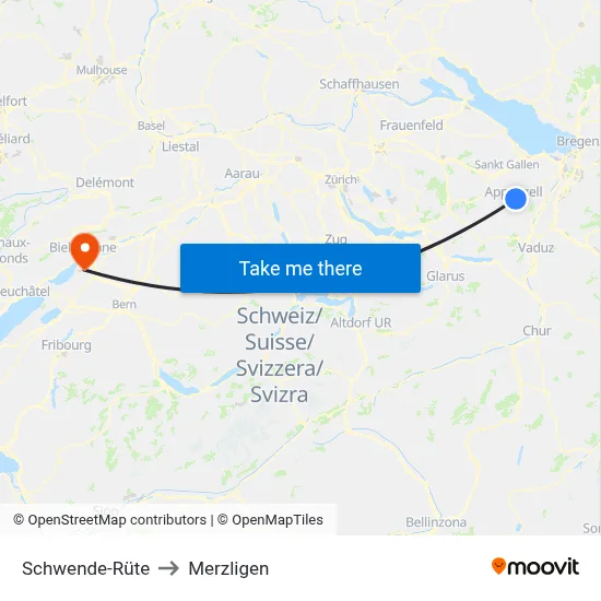 Schwende-Rüte to Merzligen map