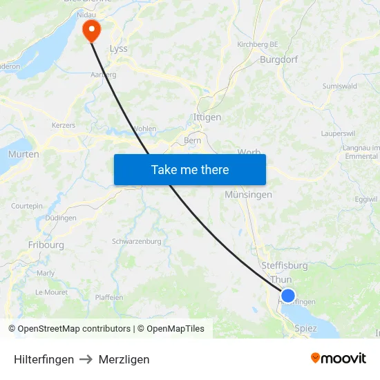 Hilterfingen to Merzligen map