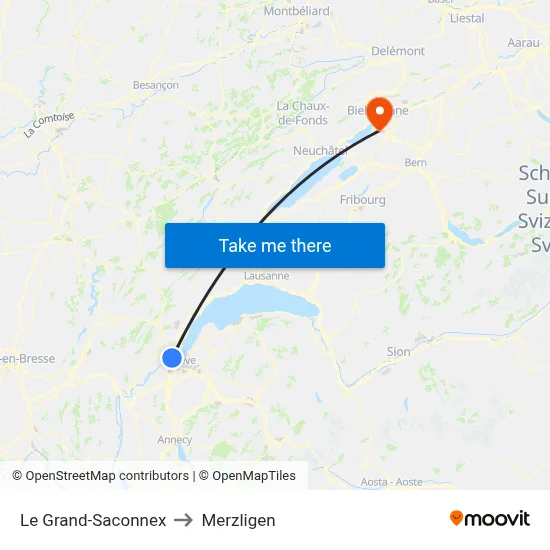 Le Grand-Saconnex to Merzligen map