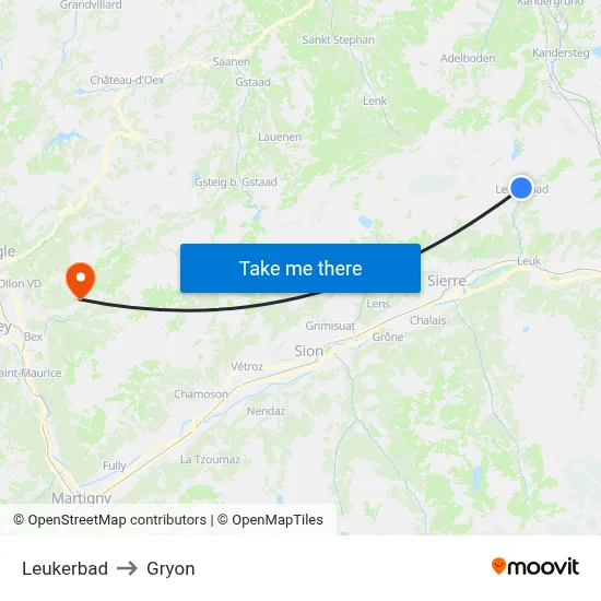 Leukerbad to Gryon map