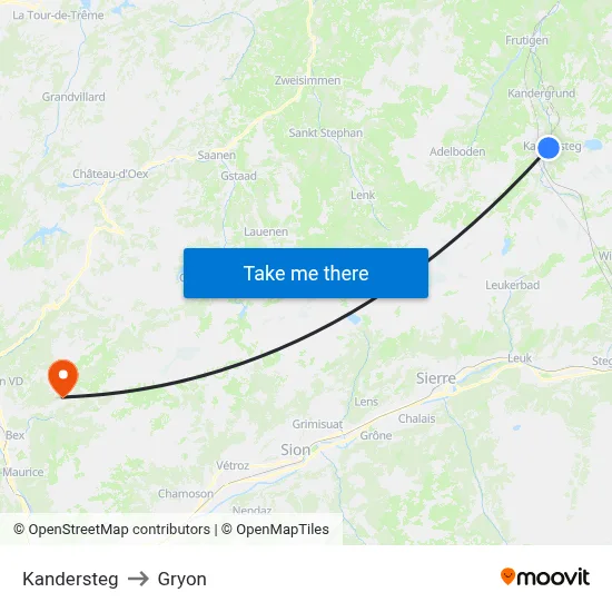Kandersteg to Gryon map
