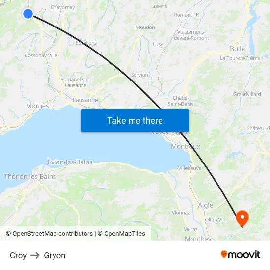 Croy to Gryon map