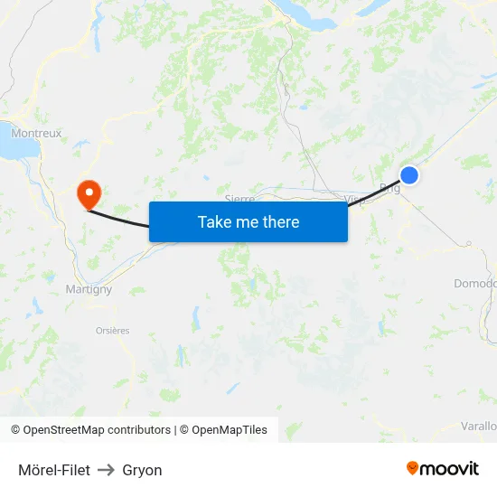 Mörel-Filet to Gryon map