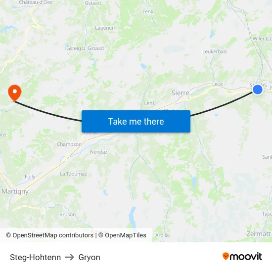 Steg-Hohtenn to Gryon map