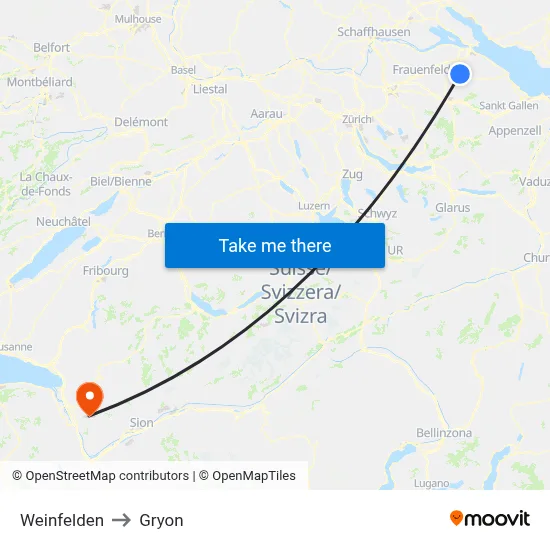 Weinfelden to Gryon map