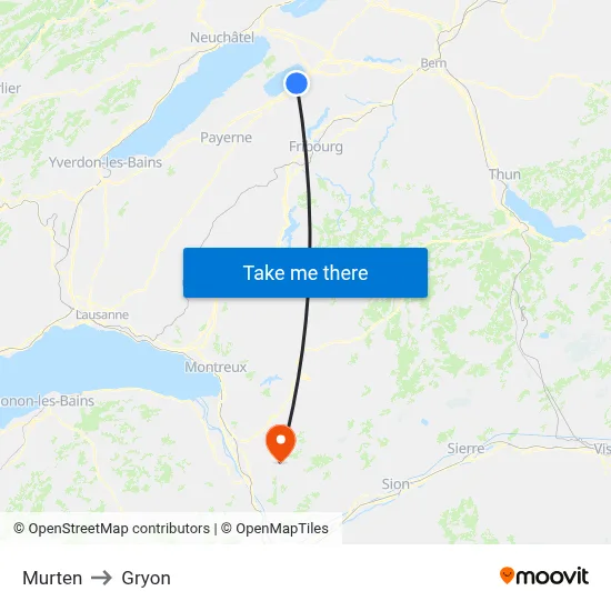 Murten to Gryon map