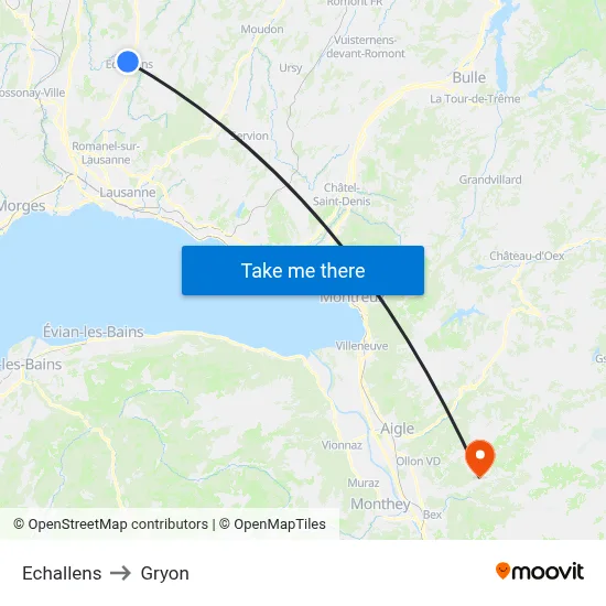 Echallens to Gryon map