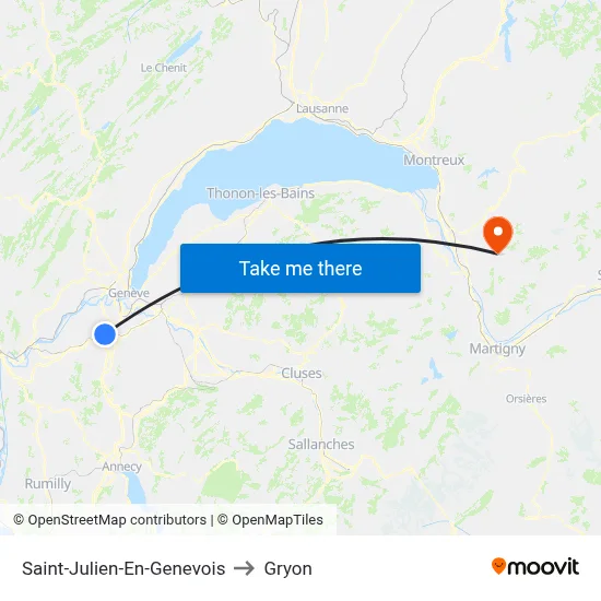 Saint-Julien-En-Genevois to Gryon map