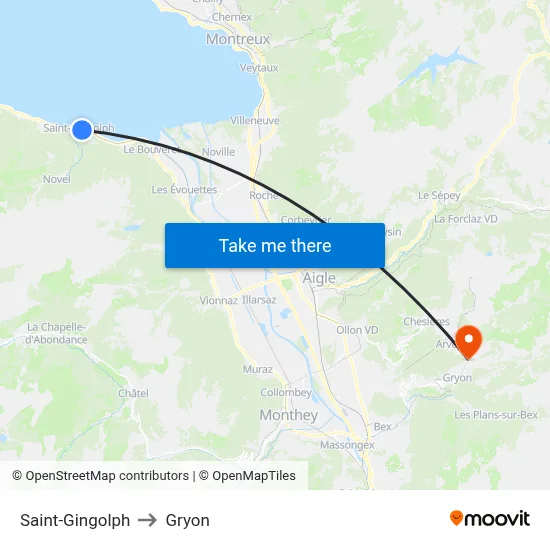 Saint-Gingolph to Gryon map