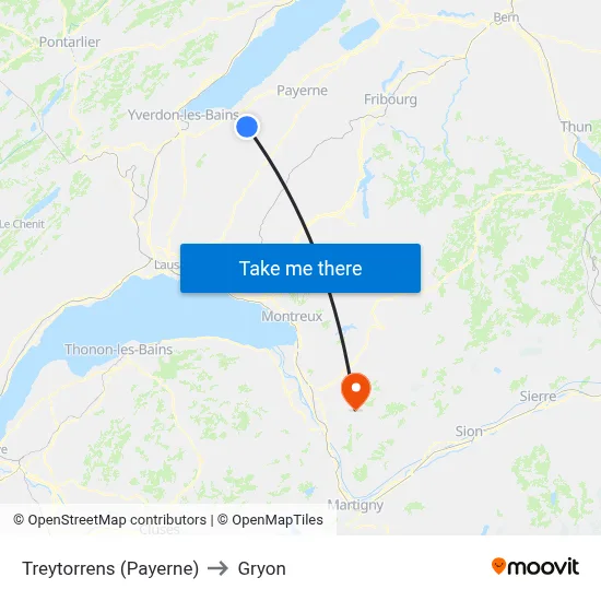 Treytorrens (Payerne) to Gryon map