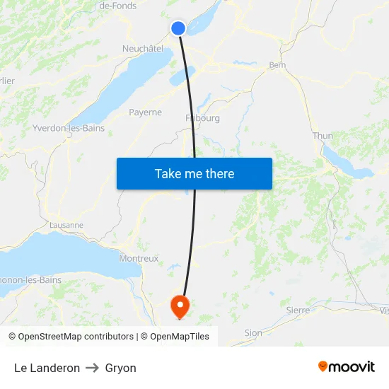 Le Landeron to Gryon map