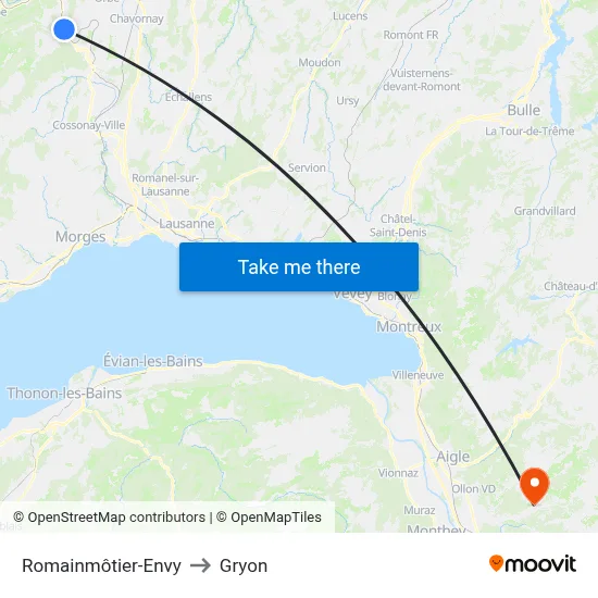 Romainmôtier-Envy to Gryon map