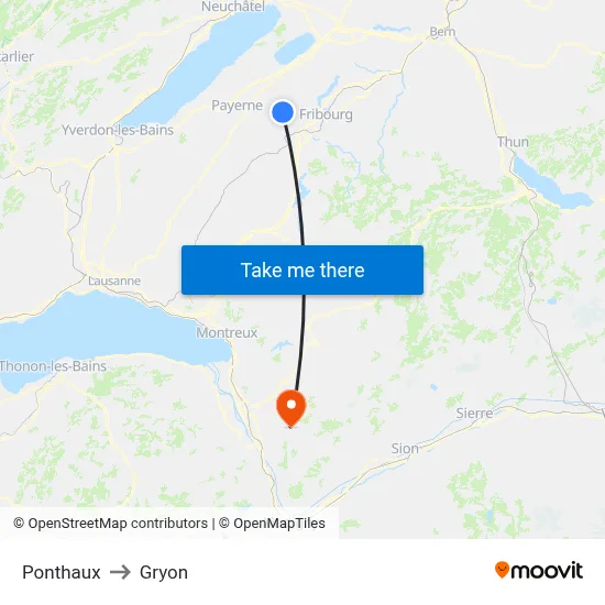 Ponthaux to Gryon map