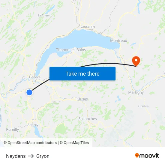 Neydens to Gryon map