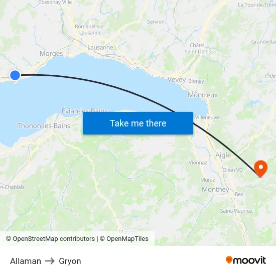 Allaman to Gryon map