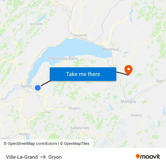 Ville-La-Grand to Gryon map