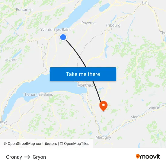 Cronay to Gryon map