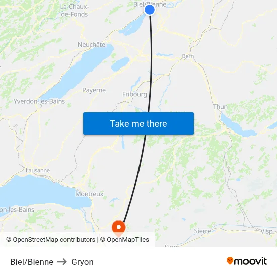 Biel/Bienne to Gryon map