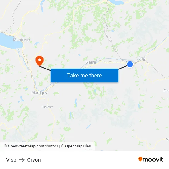 Visp to Gryon map