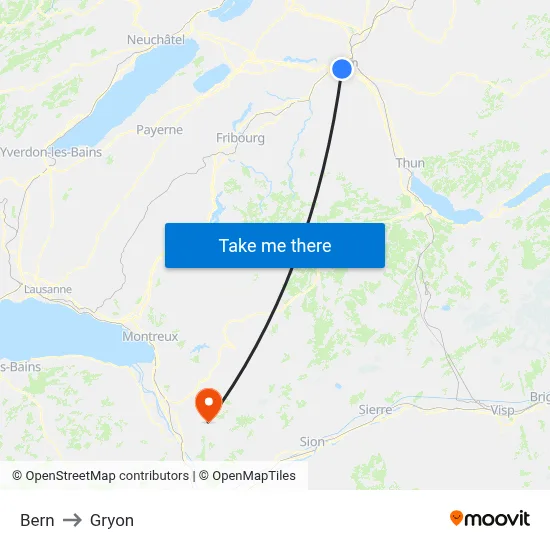 Bern to Gryon map