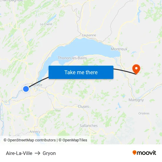 Aire-La-Ville to Gryon map