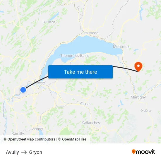 Avully to Gryon map