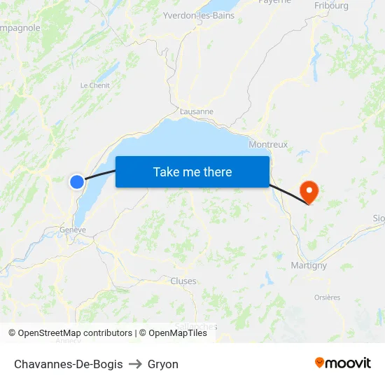 Chavannes-De-Bogis to Gryon map