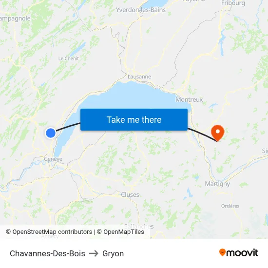Chavannes-Des-Bois to Gryon map
