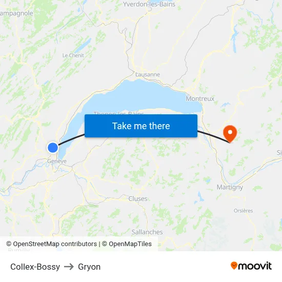 Collex-Bossy to Gryon map