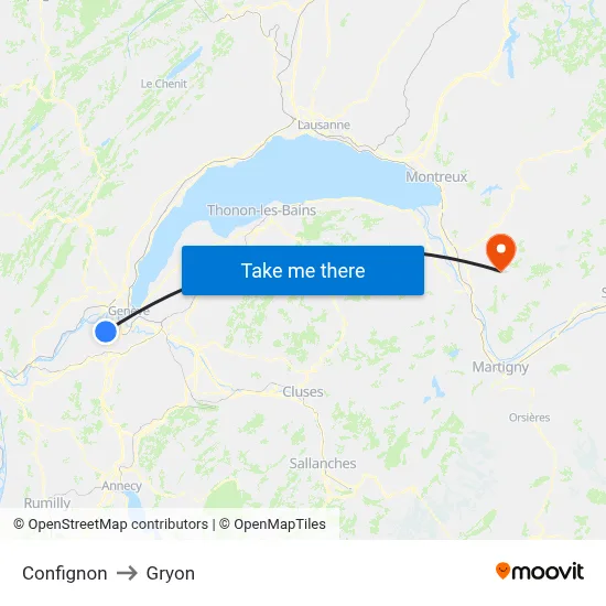 Confignon to Gryon map