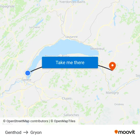 Genthod to Gryon map