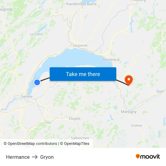 Hermance to Gryon map