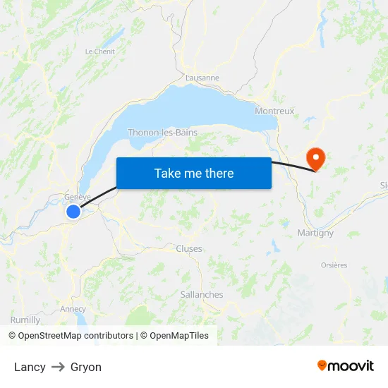 Lancy to Gryon map