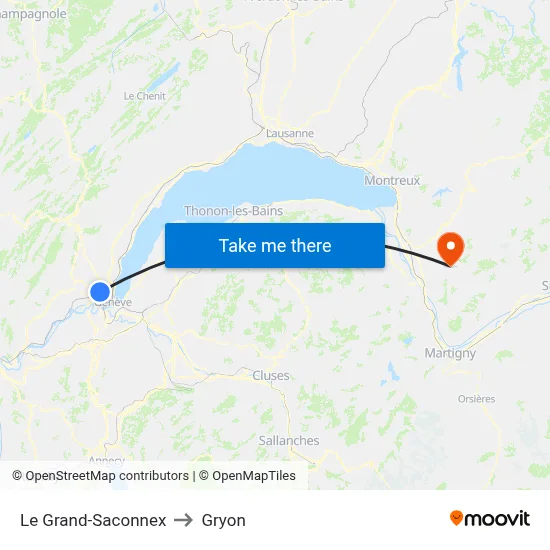Le Grand-Saconnex to Gryon map