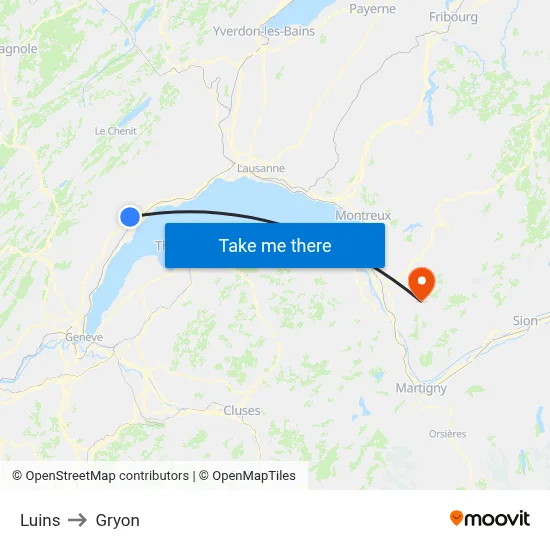 Luins to Gryon map