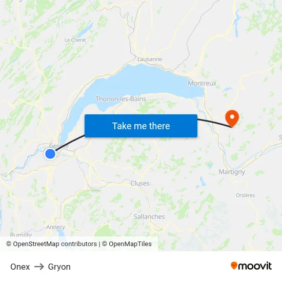 Onex to Gryon map