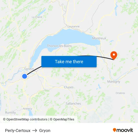 Perly-Certoux to Gryon map