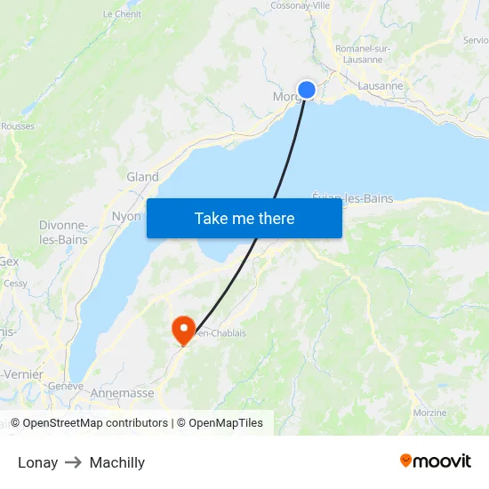 Lonay to Machilly map