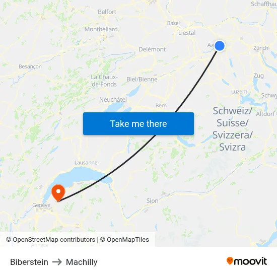 Biberstein to Machilly map