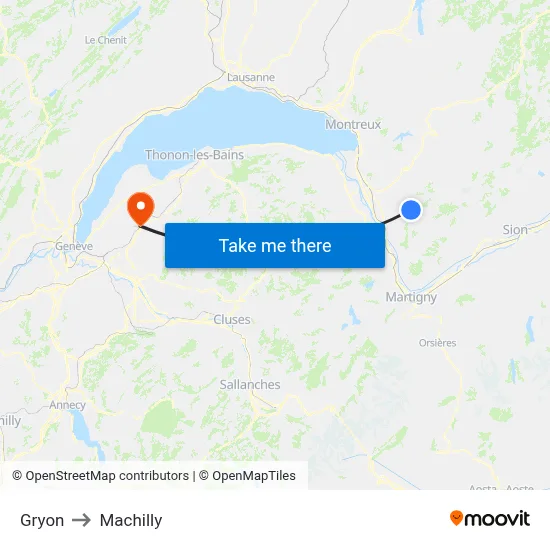 Gryon to Machilly map