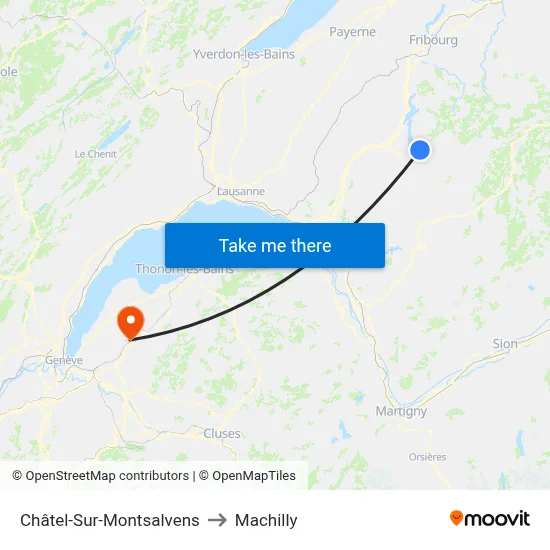 Châtel-Sur-Montsalvens to Machilly map